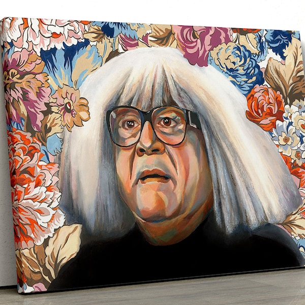 Frank Framed Art  , Oil Painting Funny Canvas , Danny DeVito Art Print ,  Floral Painting ,Ango Gobloggian  Funny Art, Home Decor Canvas 331