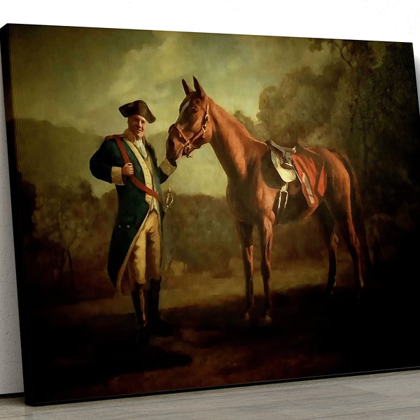 Sopranos Canvas Wall Art ,  Tony with Pie O My Print of the Painting Canvas Wall Art , Sopranos Tony Soprano as Washington w Horse Art 403