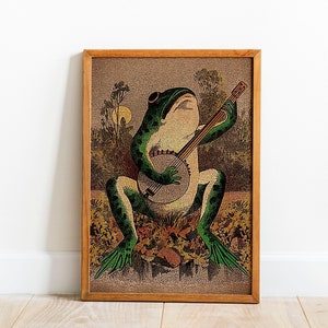 A Frog  Vintage Poster, Animal Art Decor ,A Frog Canvas  Art Vintage Print, Colorful Wall Art,Large Wall Art Print, Decor,Retro Poster 368