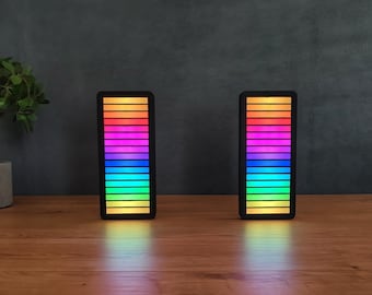 Analizador de espectro LED vertical dual, barra de luz RGB reactiva al sonido