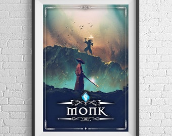 Monk Poster 24 x 36 Ter ere van RPG en D&D-achtige games