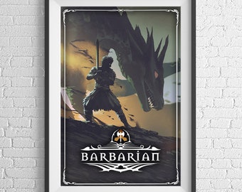 Barbaarse poster 24x36 ter ere van RPG's en D&D-achtige games