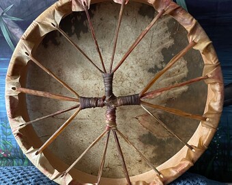 16' Horse Hide Shamanic Drum With Simple Cross Handle