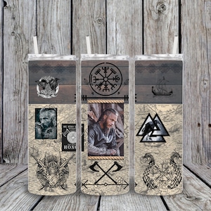 Vikings Tumbler- Ragnar 20 oz Tumbler Wrap PNG