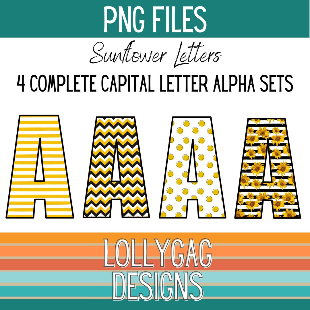 Sunflower Pattern Letter Set. Pattern Fill Letters, Sunflower and ...