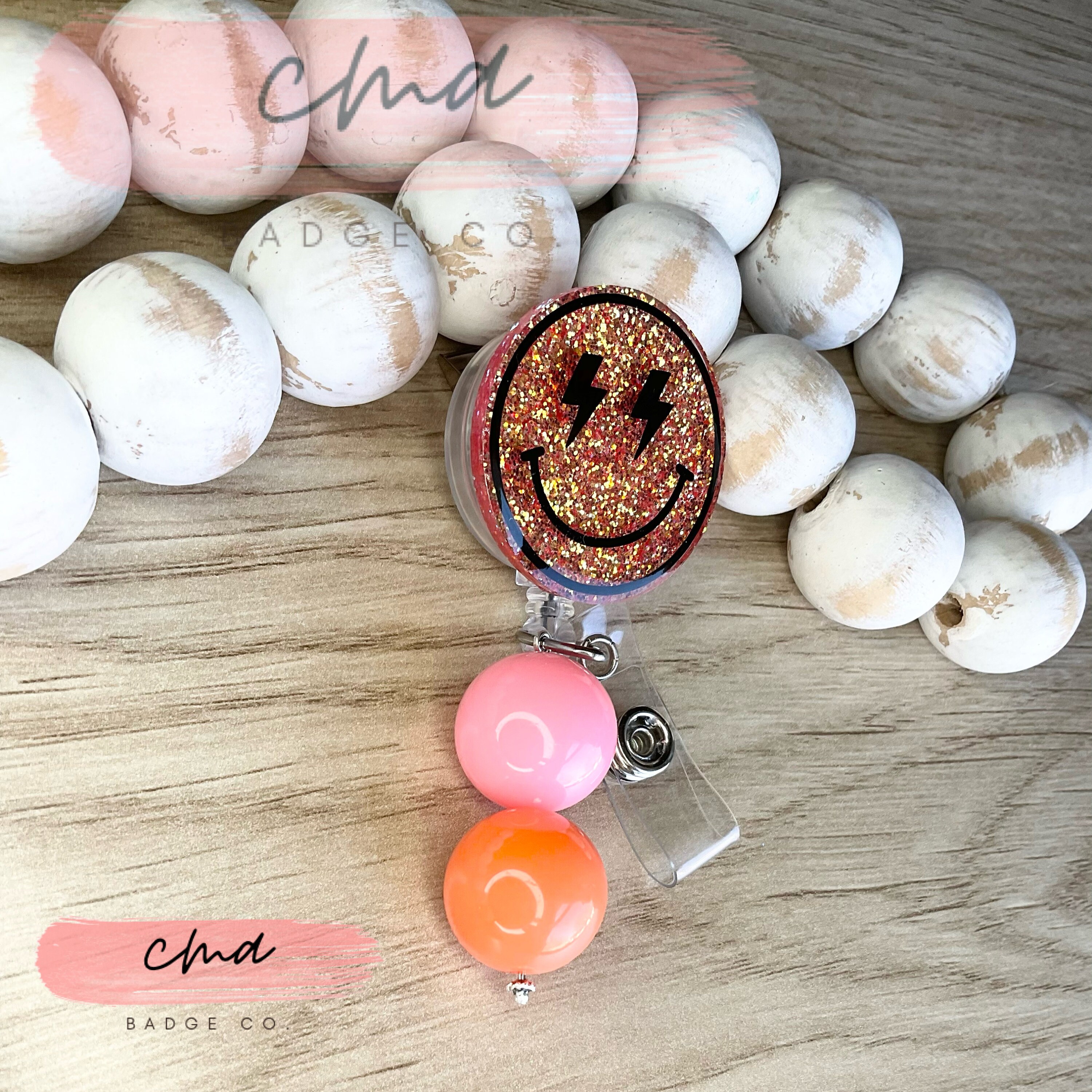 Smiley Face Badge Reel, Happy Face Badge Reel, Retractable Badge Reel