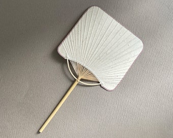 Japanese square uchiwa fan, Paper hand fan, Traditional plain fan, Paper fan wall art decor, Asian art