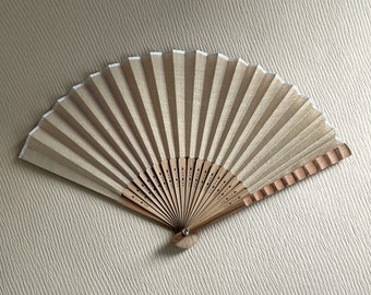 Handcrafted sandy brown fabric hand fan (9"), Summer essential fabric hand fan, Japanese craftsmanship