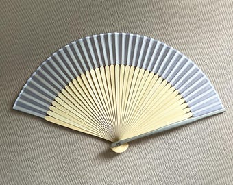 Silver grey linen bamboo hand fan (8.6"), Minimalist grey folding fan, Urban bamboo handheld fan