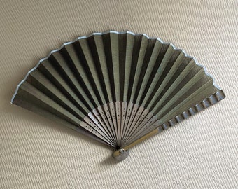 Handcrafted khaki green fabric hand fan (9"), Summer essential earthy green fabric hand fan, Japanese craftsmanship