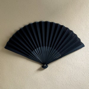 Jet black fabric folding fan (8.8"), Gothic fan, Festival decor, Techno hand fan, Dancing fan
