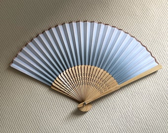 Japanese handcrafted monochrome gradient fan (8.26"), Solid color folding fan, Japanese craft techniques