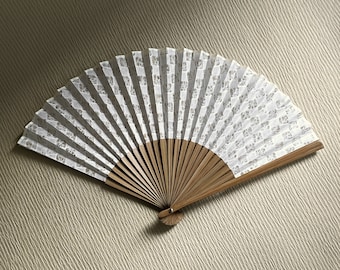 Japanese see-through washi paper hand fan (8.2"), Handcrafted lace folding fan, Edo bamboo hand fan