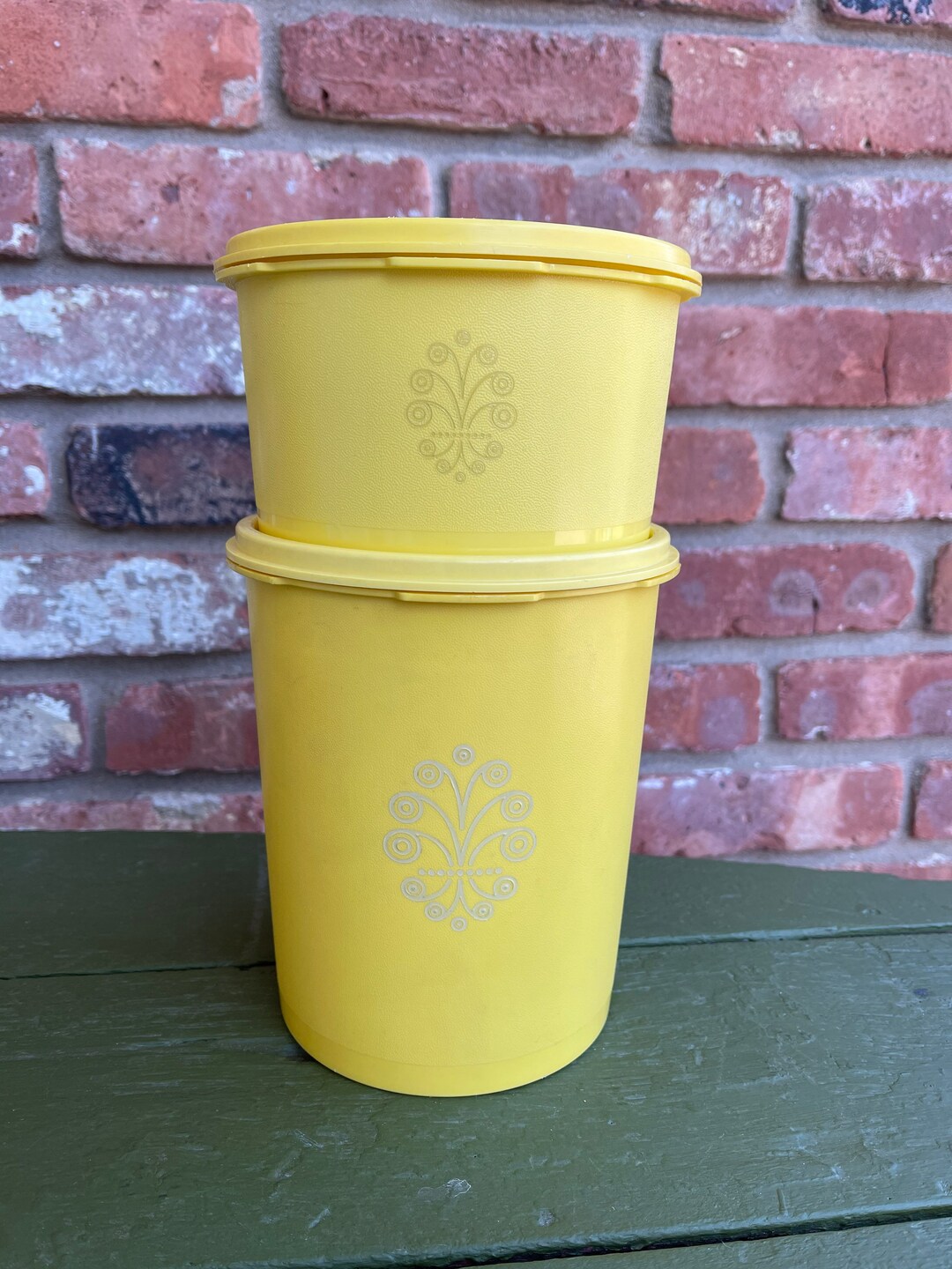 Vintage Yellow Tupperware Canisters 2 Etsy