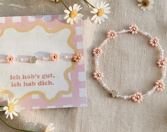 AMIE - Friendship bracelet, small gift for best friend, partner bracelet, beaded bracelet, flower bracelet, flower beads, flower band, Bestie Friendship