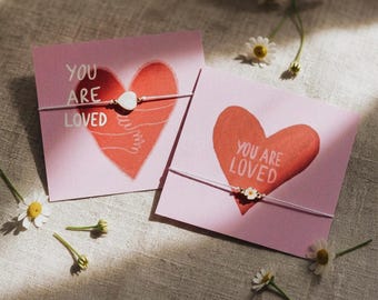 AMIE - Bracelet with card, small gift for best friend, sister, mother, wife, delicate, personalized friendship bracelet, heart bracelet