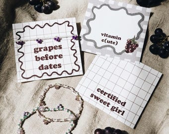 JUICY bracelet with card, fruit, grape, best friend, sister, mother, wife, delicate, grape friendship bracelet, Y2K beaded bracelet