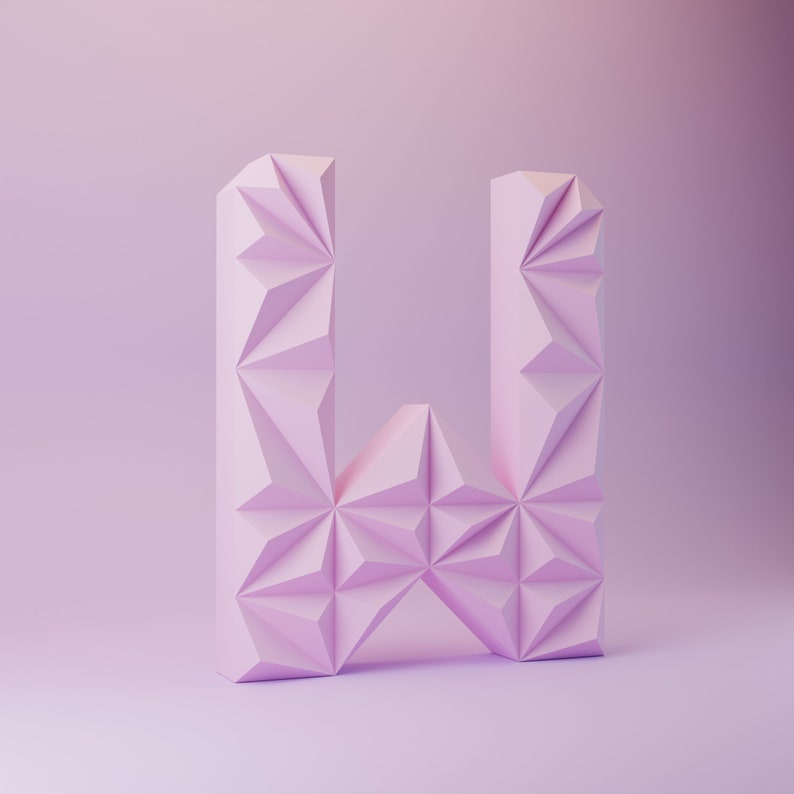 Papercraft 3D W LETTER Low Poly ALPHABET Decor for Home Etsy Ireland