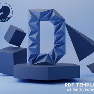 Papercraft 3D D LETRA, ALFABETO Low Poly, Decoración para el hogar, Escultura de letras, Plantilla PDF, Letra Low Poly