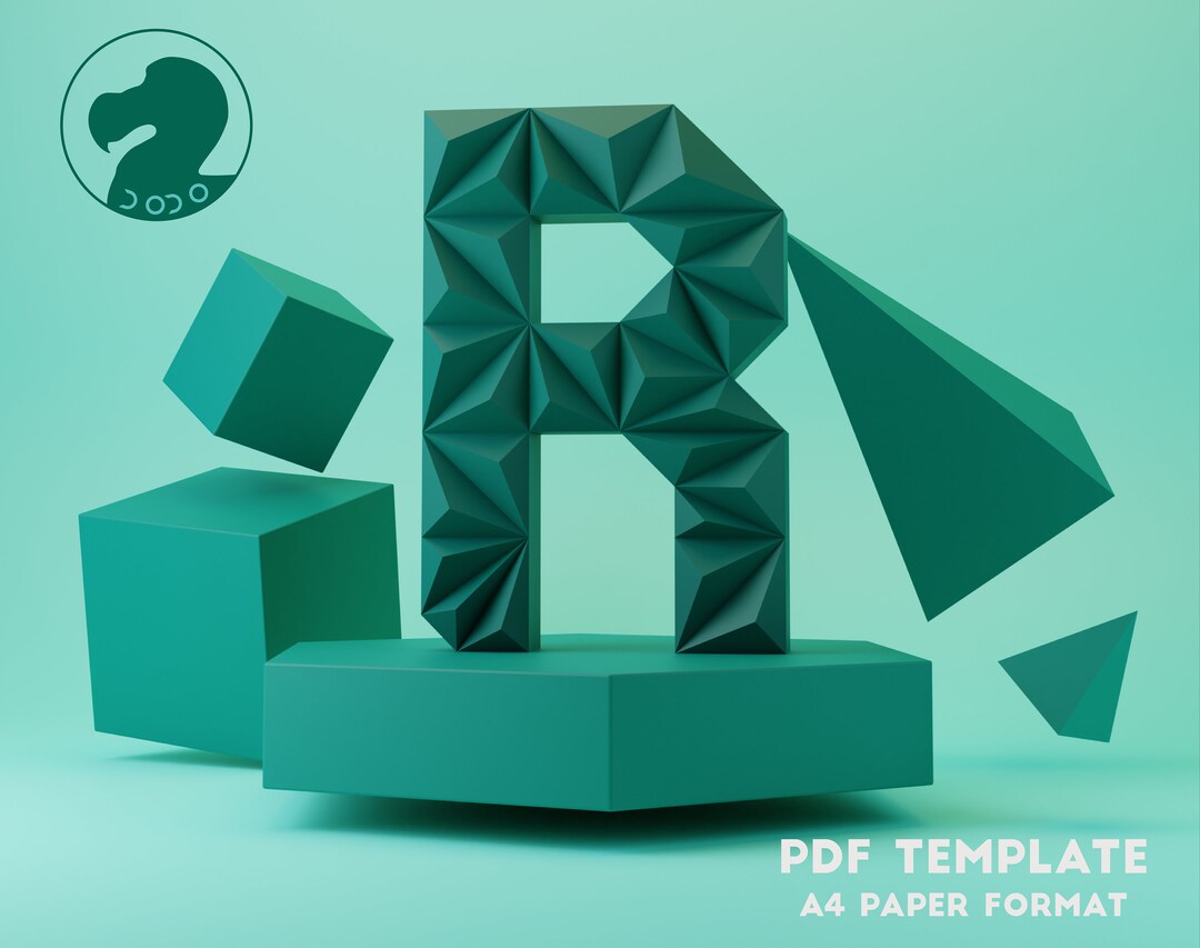 Papercraft 3D R LETTER, Low Poly ALPHABET, Decor for Home, Letter ...