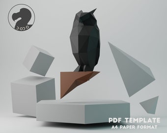 Low Poly Owl Papercraft: DIY Home Wall Decor (PDF Template)
