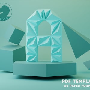 Papercraft 3D UNA LETRA, ALFABETO Low Poly, Decoración para el hogar, Escultura de letras, Plantilla PDF, Letra Low Poly