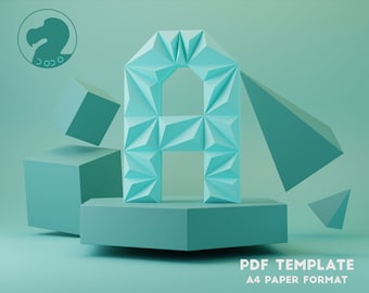 Papercraft 3D A LETTER, Low Poly ALPHABET, Decor for Home, Letter Sculpture,PDF Template, Low Poly Letter