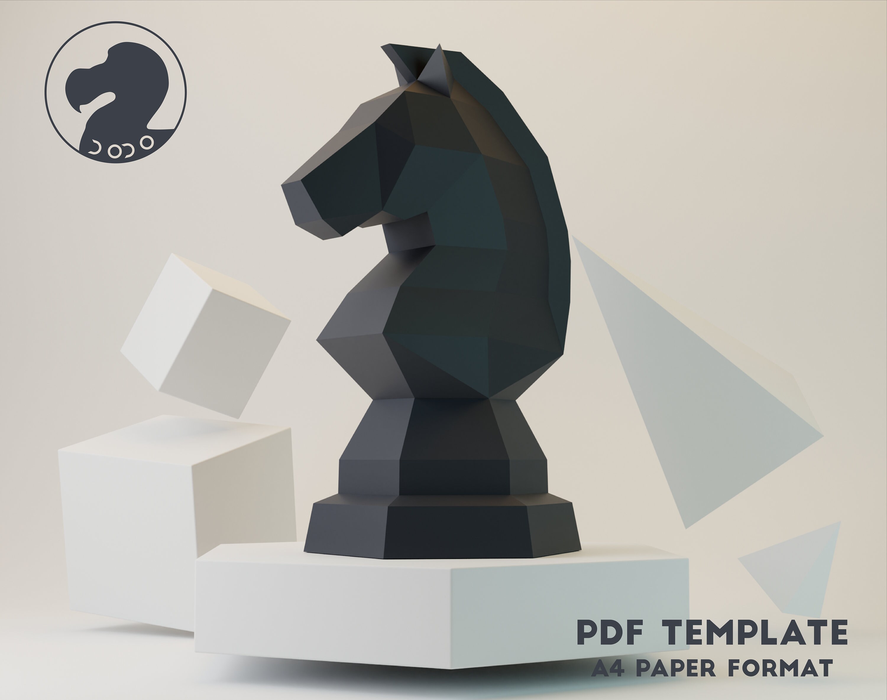 Giant Chess Piece - ROOK DIY Low Poly Paper Model Template, Paper Craf –