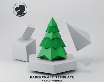Low Poly Papercraft Christmas Tree: 3D Paper Sculpture (PDF Template)