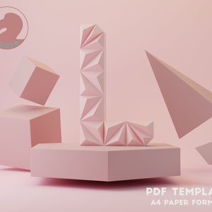 Papercraft 3D L LETRA, ALFABETO Low Poly, Decoración para el hogar, Escultura de letras, Plantilla PDF, Letra Low Poly