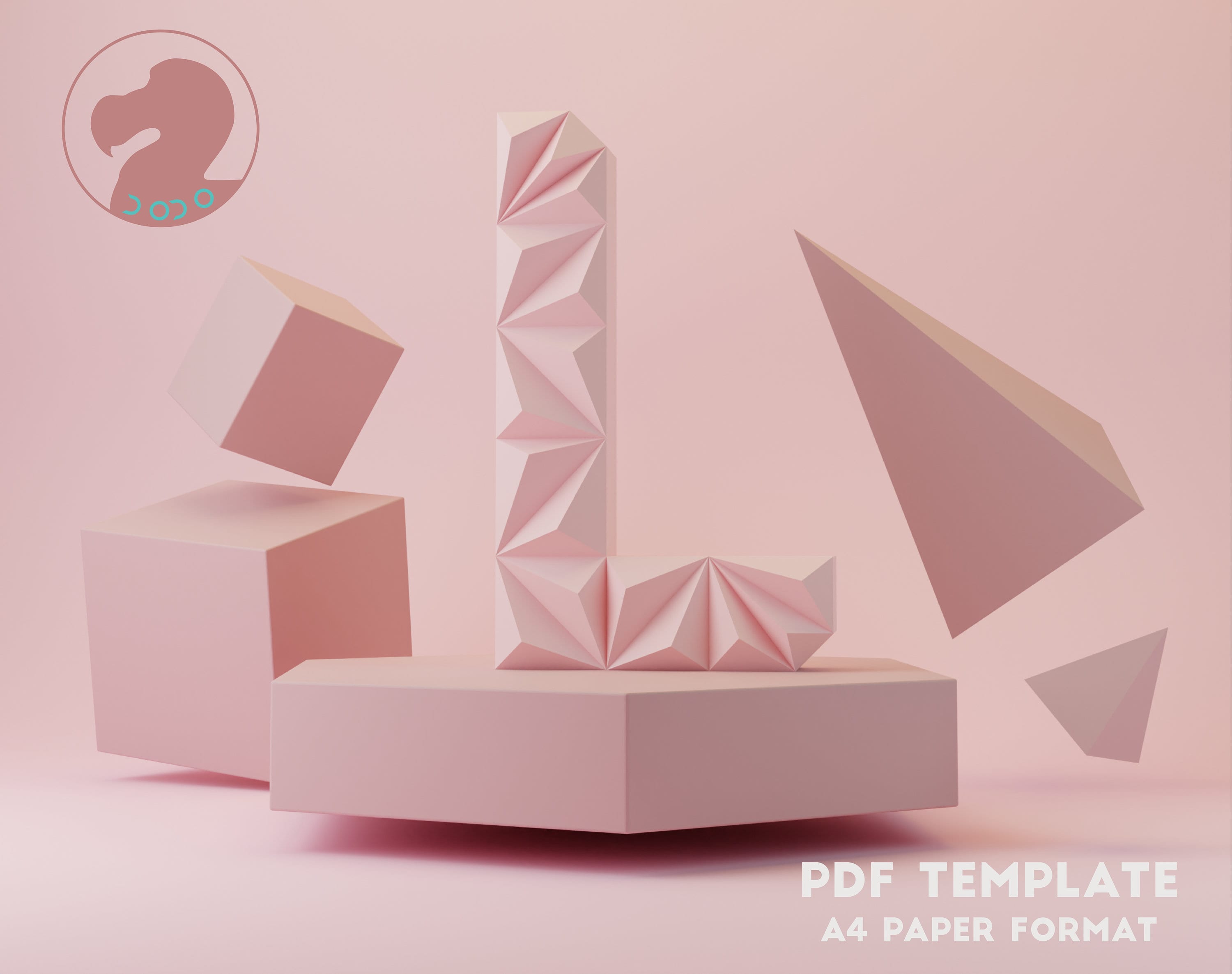 Papercraft 3D L LETTER, Low Poly ALPHABET, Decor for Home, Letter Sculpture,PDF Template, Low Poly Letter