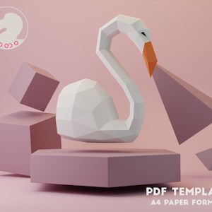 FLAMINGO Paper Craft, Digital Template, Origami, PDF Template, Low Poly, Trophy, Sculpture, Model, DIY Papercraft