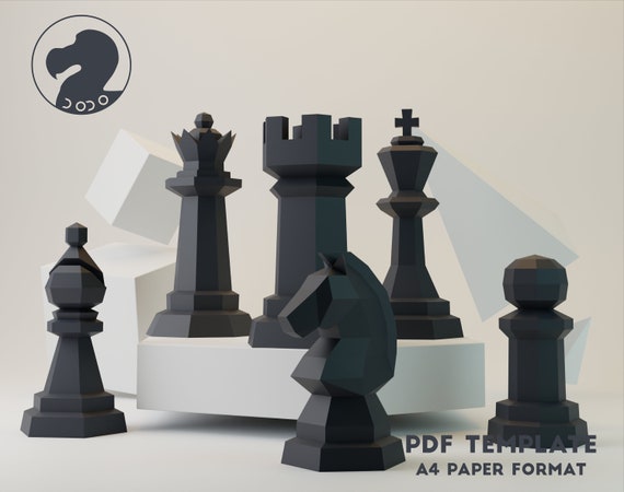 3D chess illustration king, queen bishop and pawn horse rook on