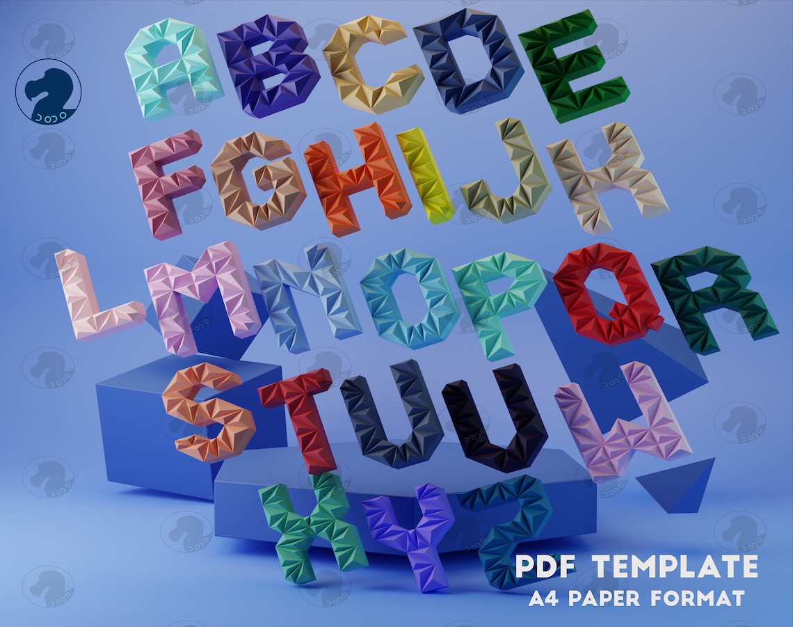 Low Poly Alphabet: 3D Papercraft Letters, Home Decor (PDF Template) - Etsy