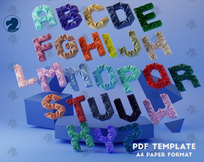 3D Alphabet Papercraft Template, Lowpoly Letters A-Z (PDF, SVG) - Etsy ...