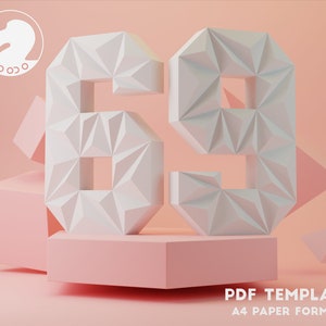 Low Poly Number, Digits papercraft, Numbers Papercraft PDF template 3d Model Sculpture SIX 6 & NINE 9
