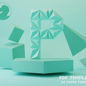 Papercraft 3D P LETTER, Low Poly ALPHABET, Decor for Home, Letter Sculpture,PDF Template, Low Poly Letter