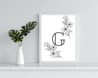 Printable intial G wall/desk art digital download
