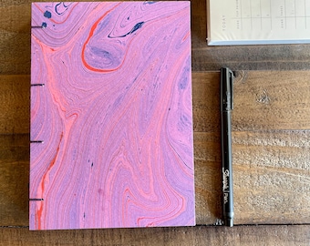 Customizable Handmade Journals | Pink | Fuchsia | Lined Journal | Blank Journal | Graph Journal | Hand Marbled Covers | Marble Paper
