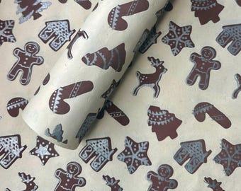 Lokta Paper Sheet - Gingerbread | Christmas | Decorative Paper | Collage | Junk Journal | Screen Print | Tree Free Paper | Handmade Paper