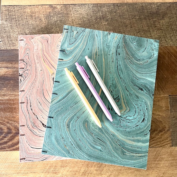 Extra Large Customizable Handmade Journals | Lined Journal | Blank Journal | Hand Marbled Covers