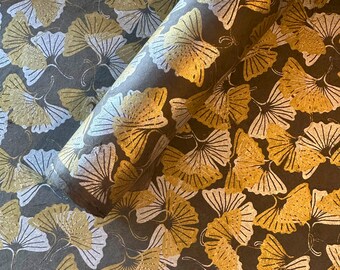 Lokta Paper Sheet - Ginkgo Leaves | Decorative Paper | Collage | Junk Journal | Screen Print | Tree Free Paper | Handmade Paper