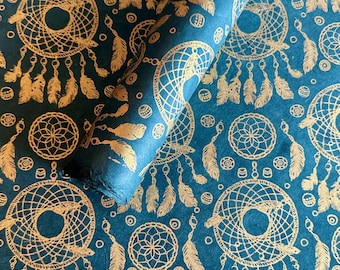 Lokta Paper Sheet - Dreamcatchers - Teal | Decorative Paper | Collage | Junk Journal | Screen Print | Tree Free Paper | Handmade Paper