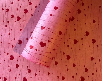 Lokta Paper Sheet - Heart Strings | Decorative Paper | Collage | Junk Journal | Screen Print | Tree Free Paper | Handmade Paper