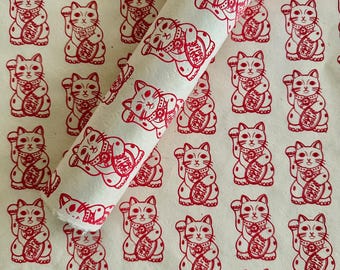 Lokta Paper Sheet - Lucky Cats | Decorative Paper | Collage | Junk Journal | Screen Print | Tree Free Paper | Handmade Paper