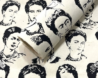 Lokta Paper Sheet - Frida Kahlo | Decorative Paper | Collage | Junk Journal | Screen Print | Tree Free Paper | Handmade Paper