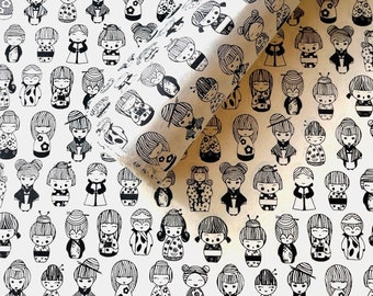 Lokta Paper Sheet -  Japanese Dolls | Decorative Paper | Collage | Junk Journal | Screen Print | Tree Free Paper | Handmade Paper