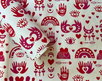 Lokta Paper Sheet - Boho Hearts | Decorative Paper | Collage | Junk Journal | Screen Print | Tree Free Paper | Handmade Paper