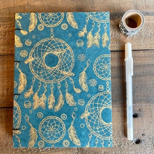 Handmade Journal | Blank Journal | Gold Dreamcatchers | Diary