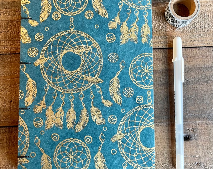 Handmade Journal | Blank Journal | Gold Dreamcatchers